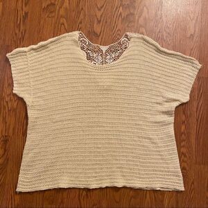 Umgee + Cream Crochet Poncho Sweater 1X